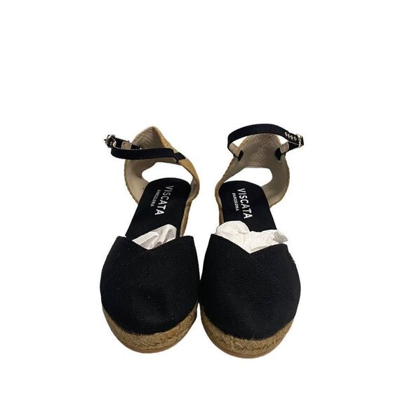 VISCATA Barcelona Women’s Wedge Espadrilles Size 41 US Size 10-10.5 Black New - Picture 1 of 12